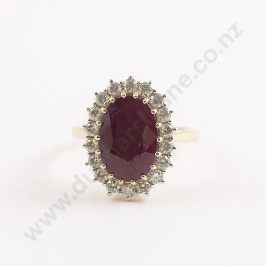 14ct 19stone Ruby and Diamond Cluster Dress Ring