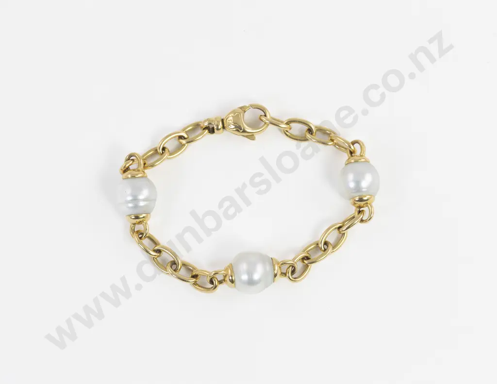 Australian Paspaley 18ct Yellow Gold Pearl Bracelet Image 1++