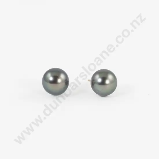 Pair 14ct Single Black South Seas Pearl Stud Earrings