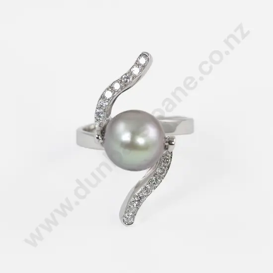 18ct White Gold Single South Seas Cultured Pearl Dress Ring