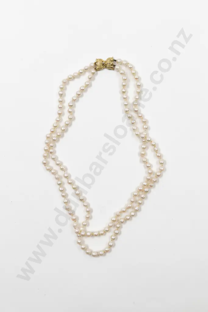 Double Strand Uniform Cultured Pearl Necklace Image 1++
