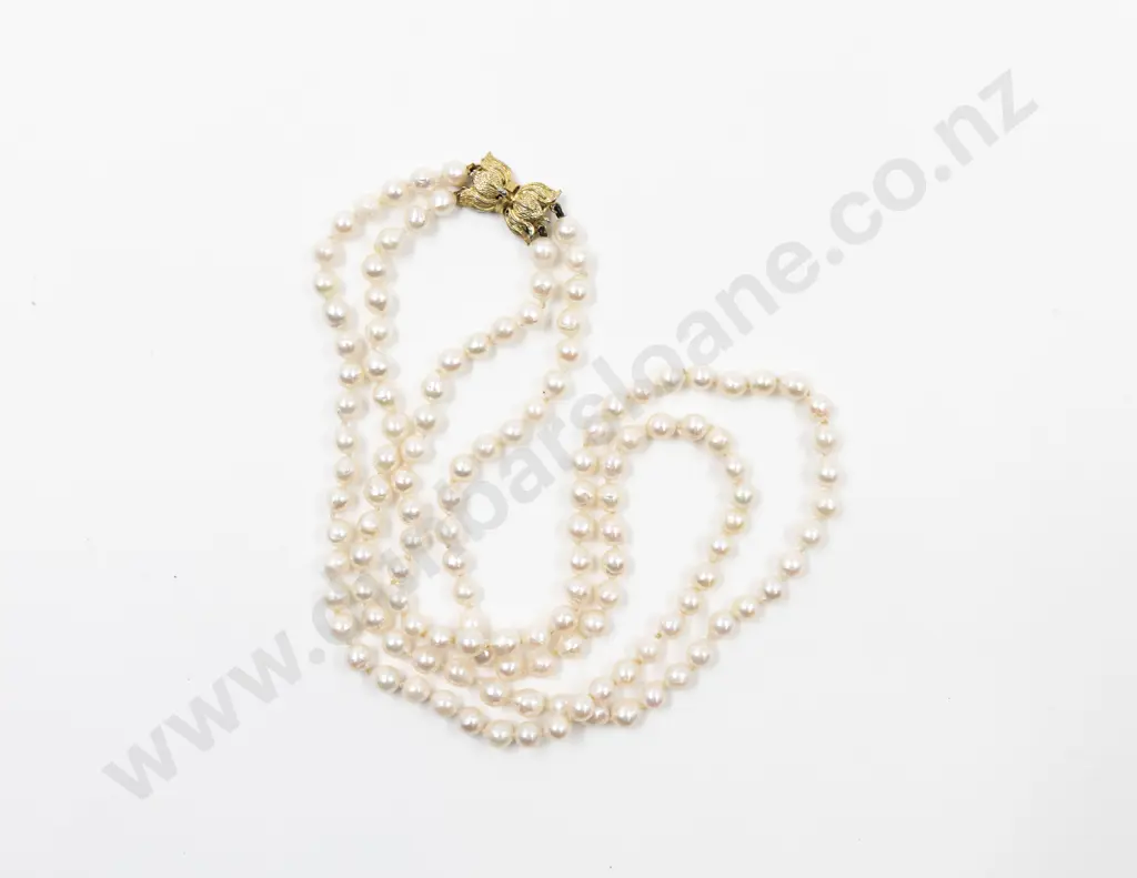 Double Strand Uniform Cultured Pearl Necklace Image 1++