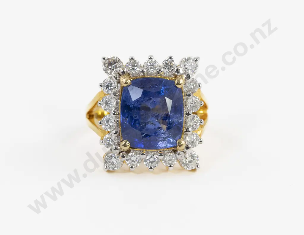 18ct 19stone Sapphire and Diamond Cluster Ring Image 1++