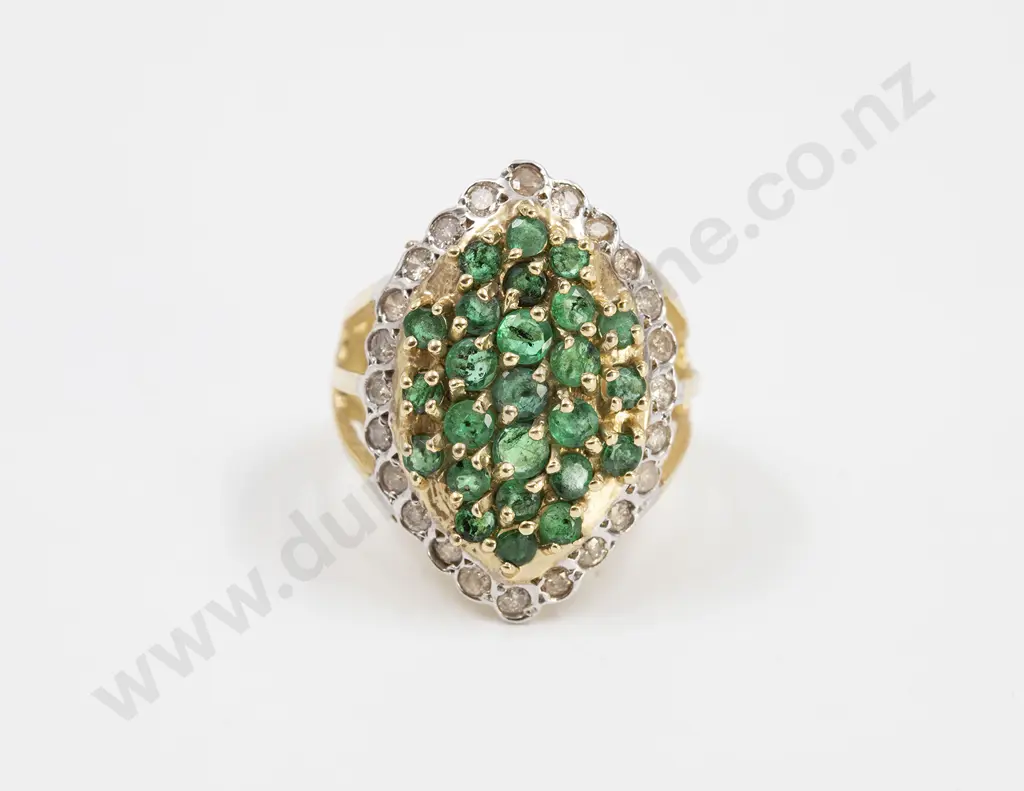 14ct 49stone Emerald and Diamond Cluster Ring Image 1++