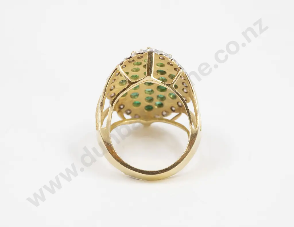 14ct 49stone Emerald and Diamond Cluster Ring Image 1++