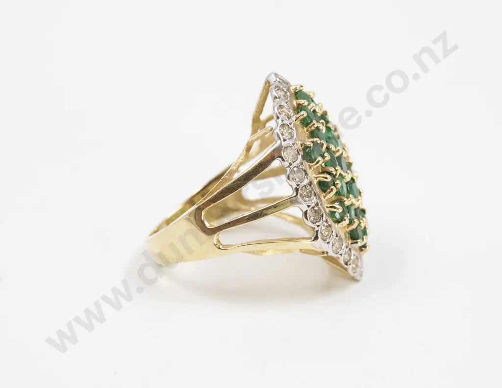 14ct 49stone Emerald and Diamond Cluster Ring Image 1++