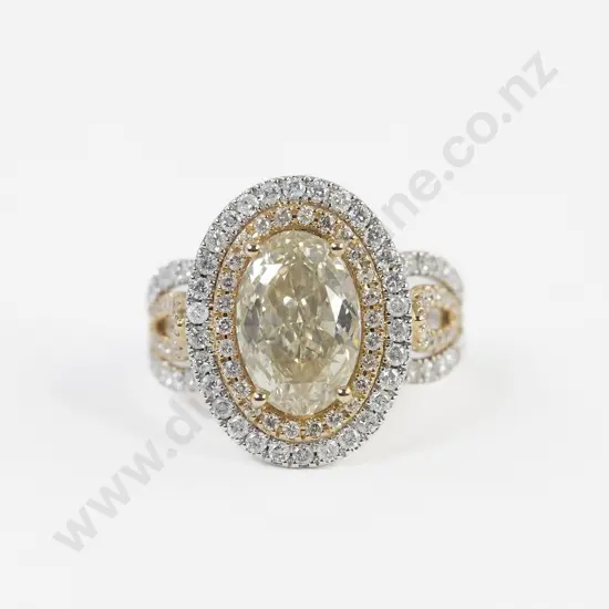 14ct White and Yellow 113stone Gold Diamond Cluster Ring