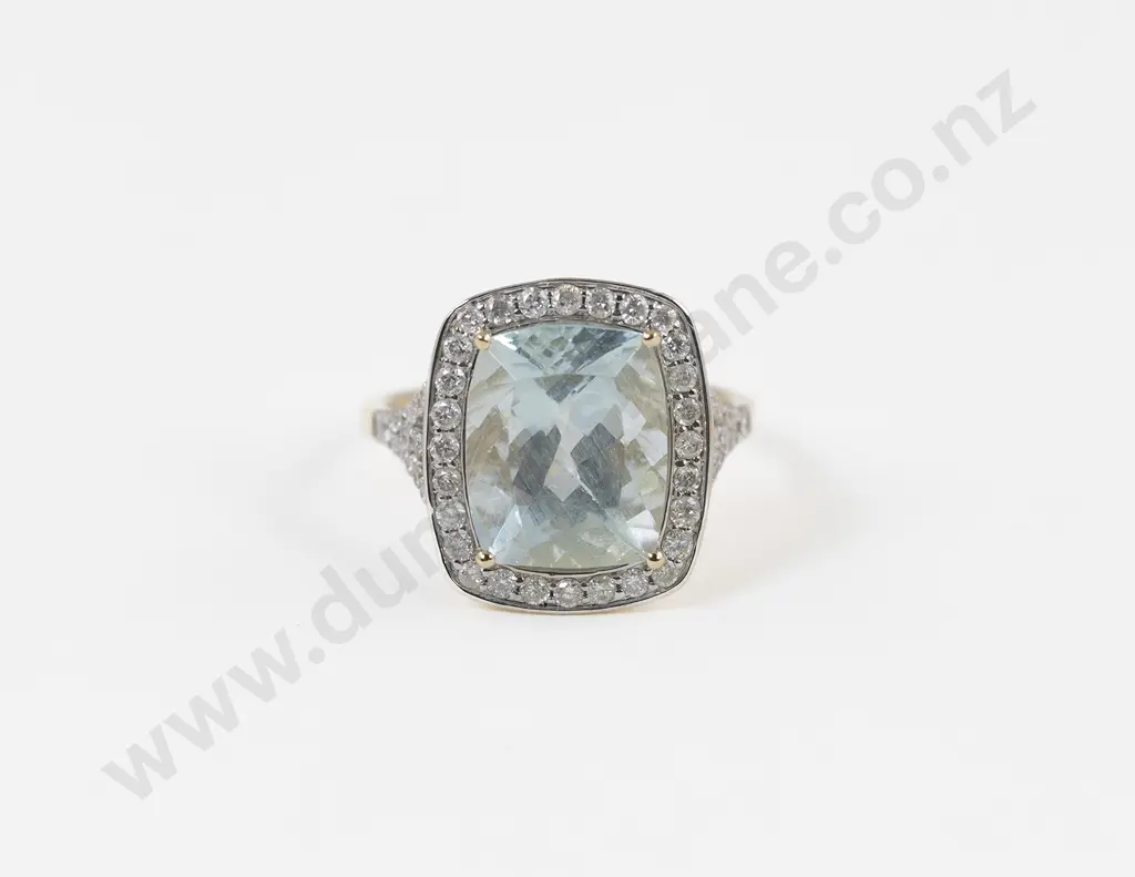 14ct 63stone Aquamarine and Diamond Dress Ring Image 1++
