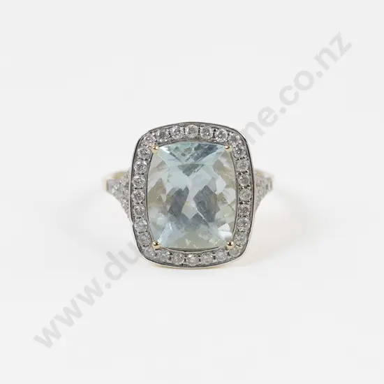 14ct 63stone Aquamarine and Diamond Dress Ring