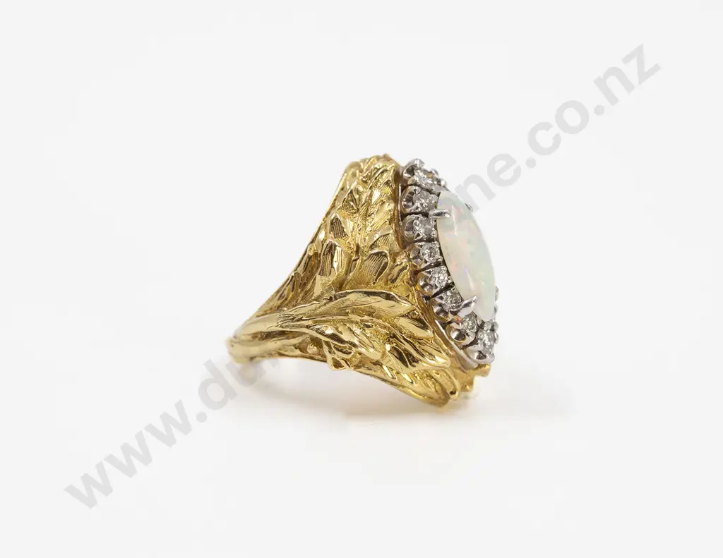 18ct 15stone Opal and Diamond Dress Ring Image 1++