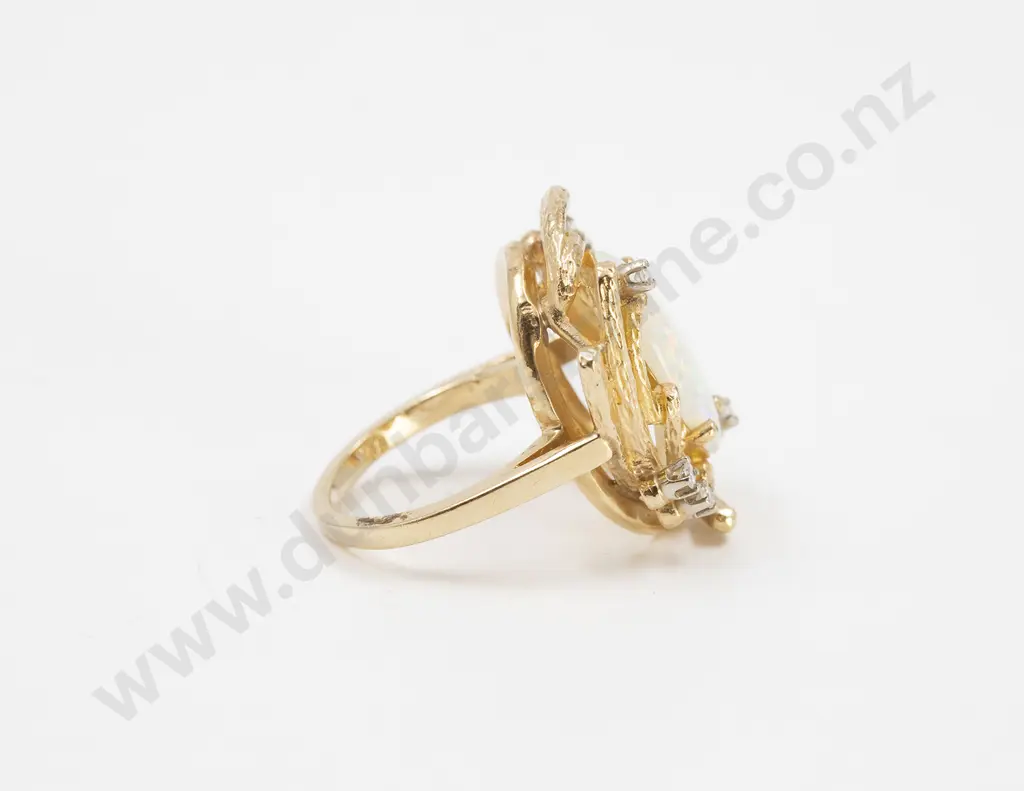 14ct Seven Stone White Opal and Diamond Dress Ring Image 1++