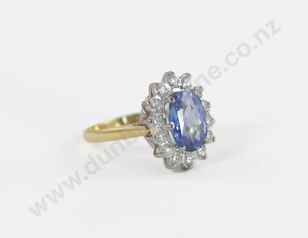 18ct Yellow and White Gold 15stone Sapphire and Diamond Cluster Ring Image 1++