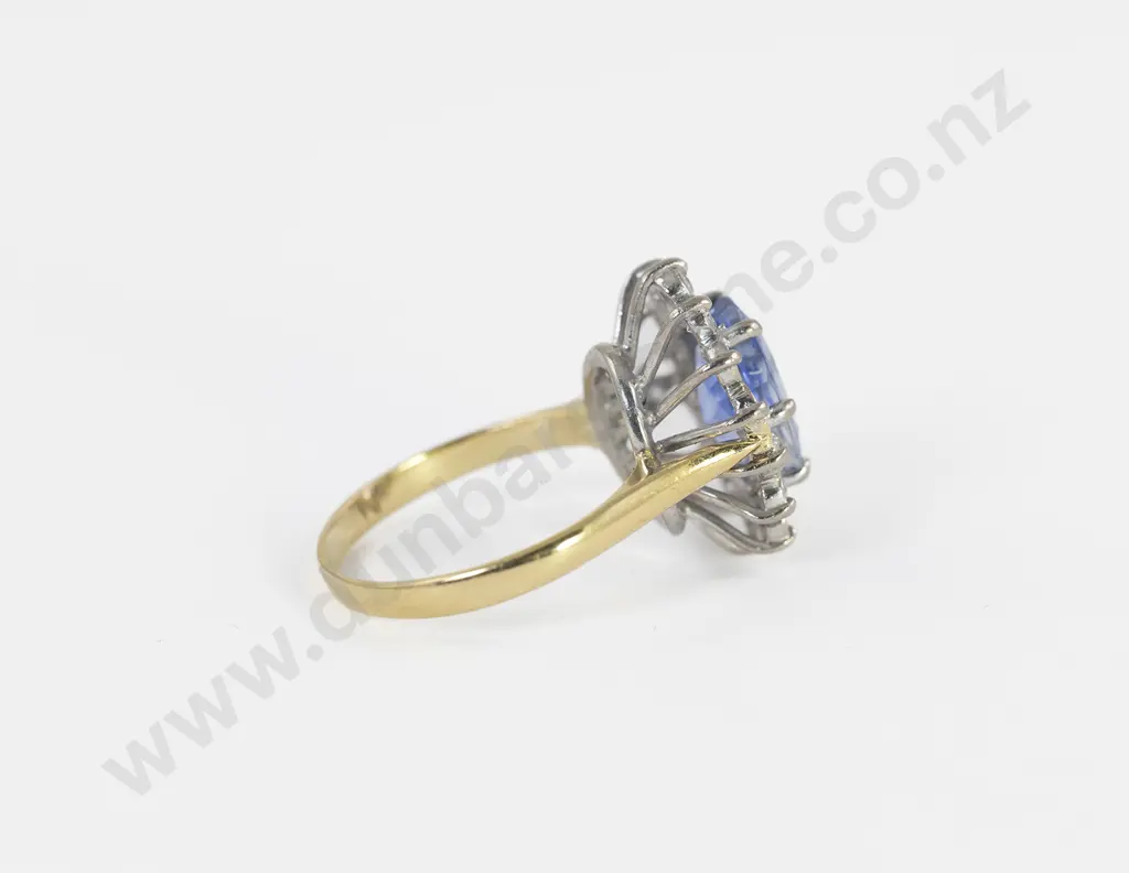 18ct Yellow and White Gold 15stone Sapphire and Diamond Cluster Ring Image 1++