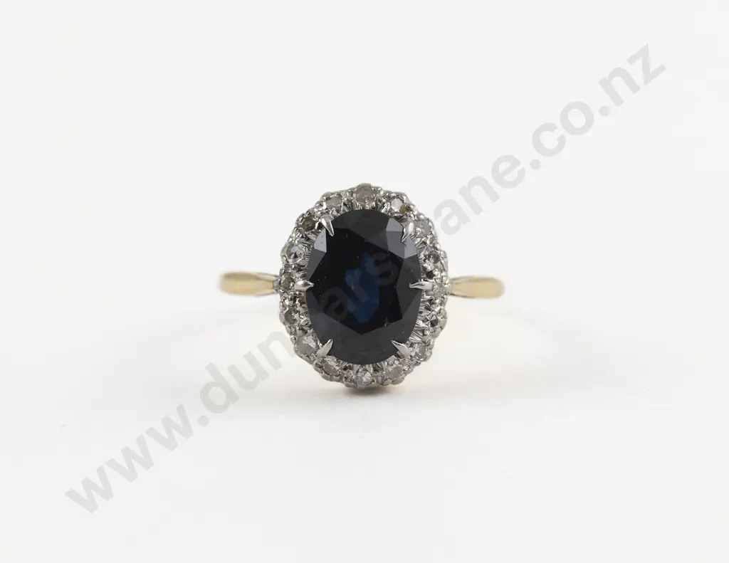 18ct 17stone Sapphire and Diamond Cluster Ring Image 1++