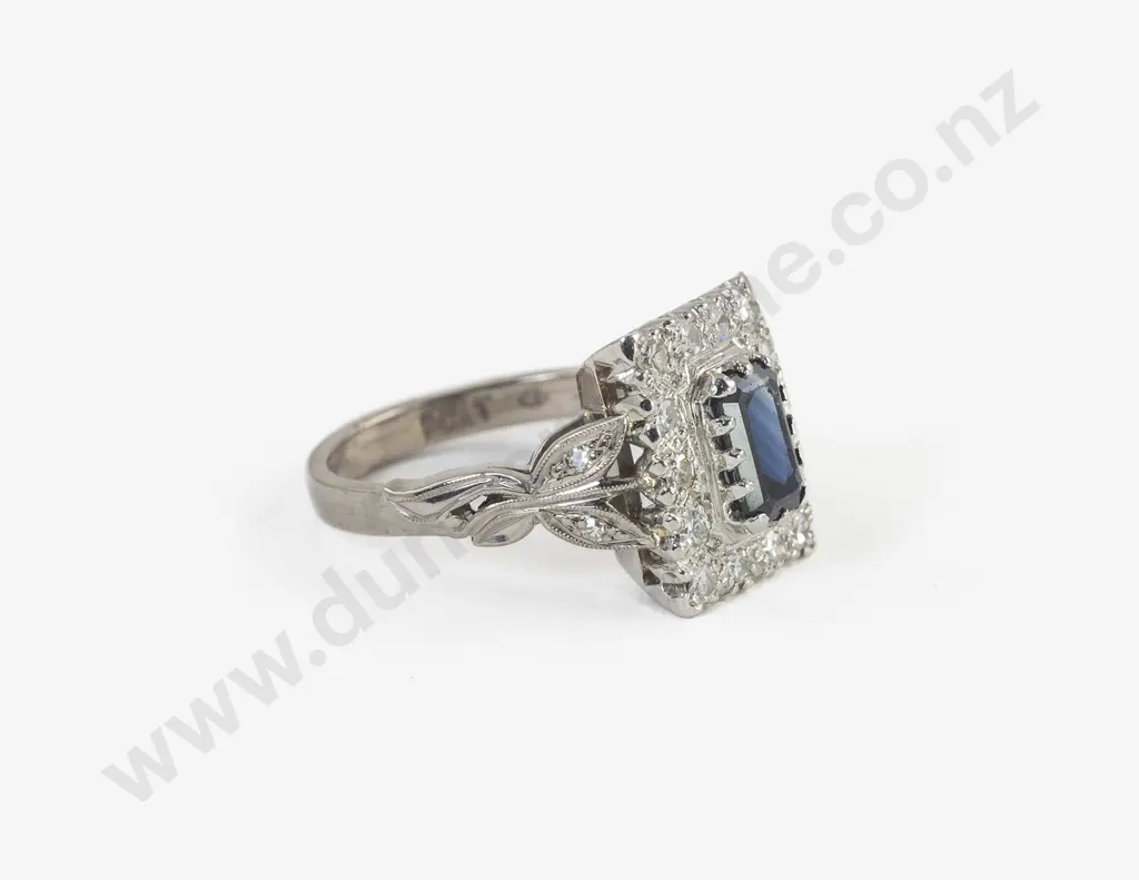 Platinum and 18ct White Gold 19stone Sapphire and Diamond Cluster Ring Image 1++