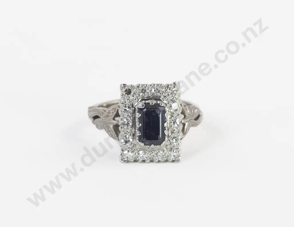 Platinum and 18ct White Gold 19stone Sapphire and Diamond Cluster Ring Image 1++