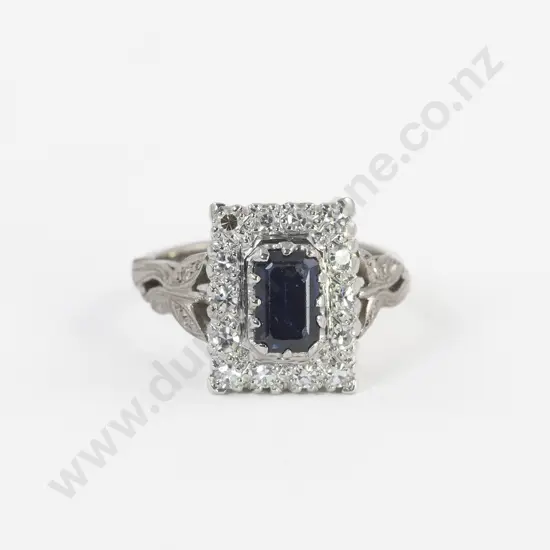 Platinum and 18ct White Gold 19stone Sapphire and Diamond Cluster Ring