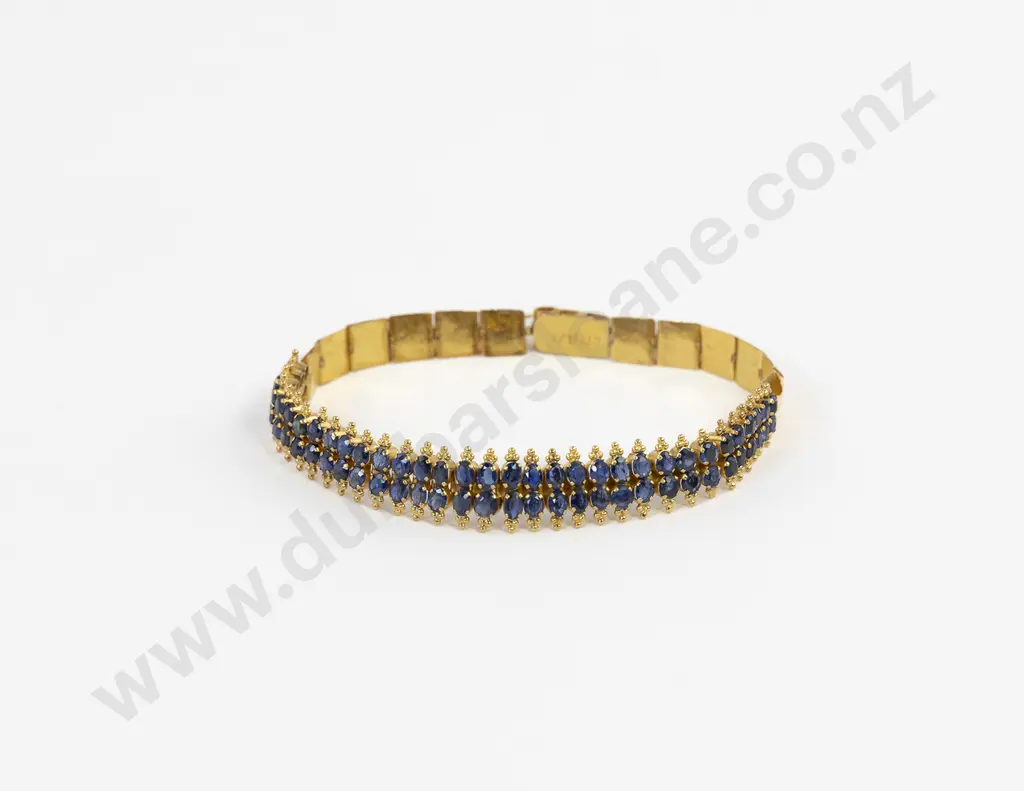 21ct 118 stone Sapphire Necklace double row all claw set oval mixed native cut dark blue sapphires approx 19.50cts tgw finished with a bead trim Image 1++