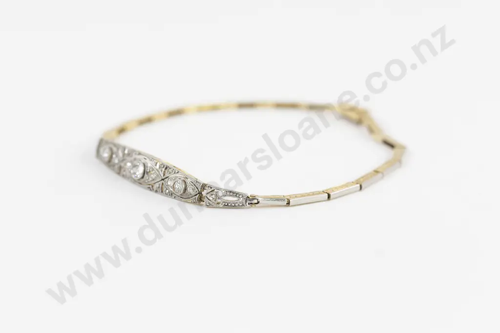 European Art Deco 14ct 19stone Diamond Bracelet Image 1++