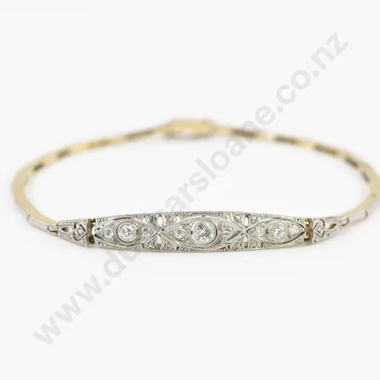 European Art Deco 14ct 19stone Diamond Bracelet