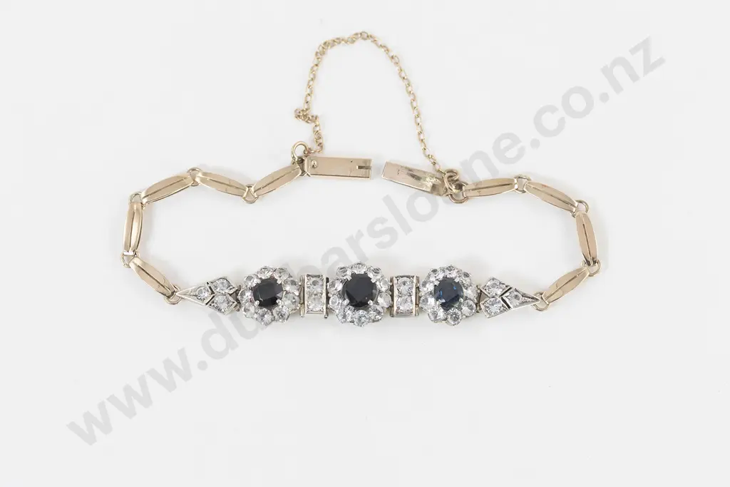 14ct White Gold and 9ct Sapphire Cluster Bracelet Image 1++