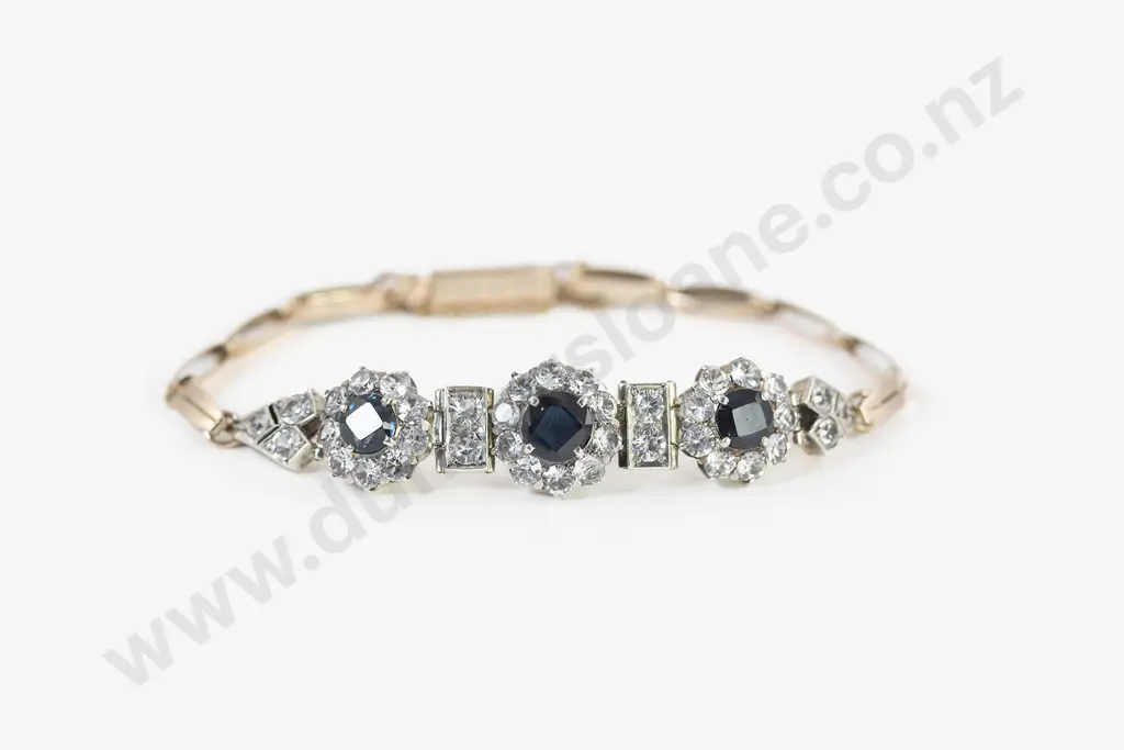 14ct White Gold and 9ct Sapphire Cluster Bracelet Image 1++