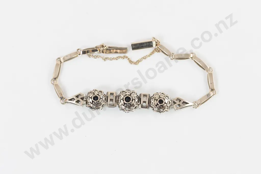 14ct White Gold and 9ct Sapphire Cluster Bracelet Image 1++