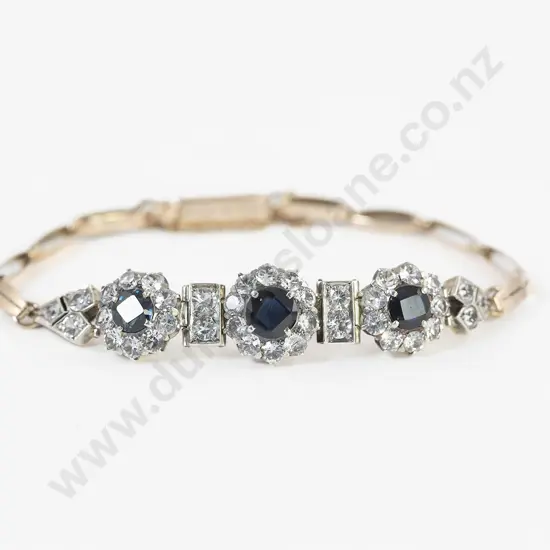 14ct White Gold and 9ct Sapphire Cluster Bracelet