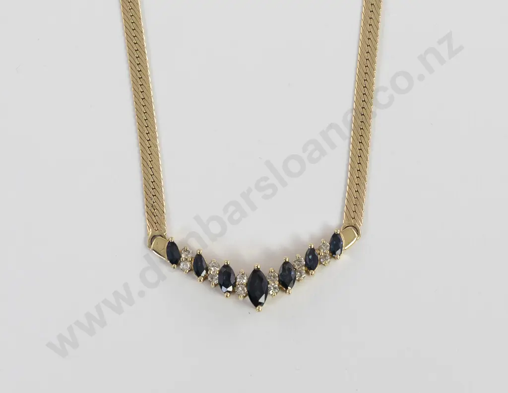 14ct 19stone Sapphire and Diamond Necklace Image 1++