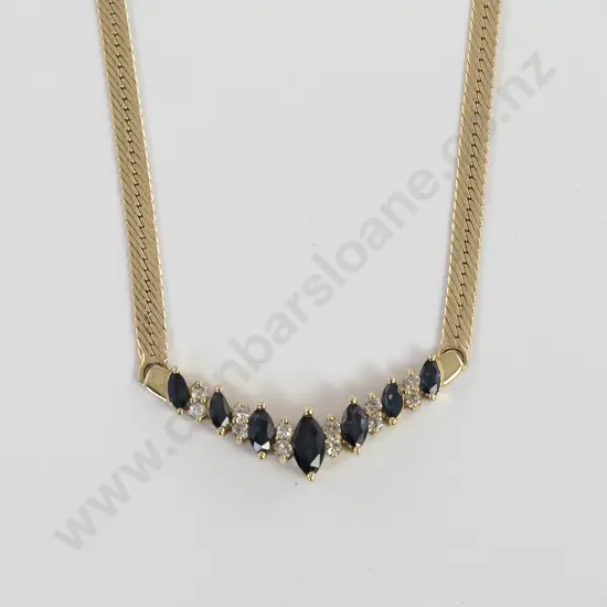 14ct 19stone Sapphire and Diamond Necklace