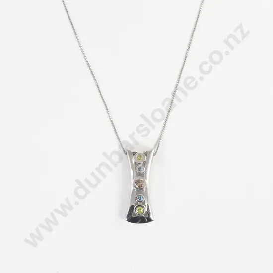 14ct White Gold Five Stone Fancy Diamond Pendant