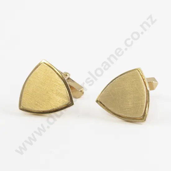 Pair 14ct Yellow Gold Plain Triangle Cuff-Links