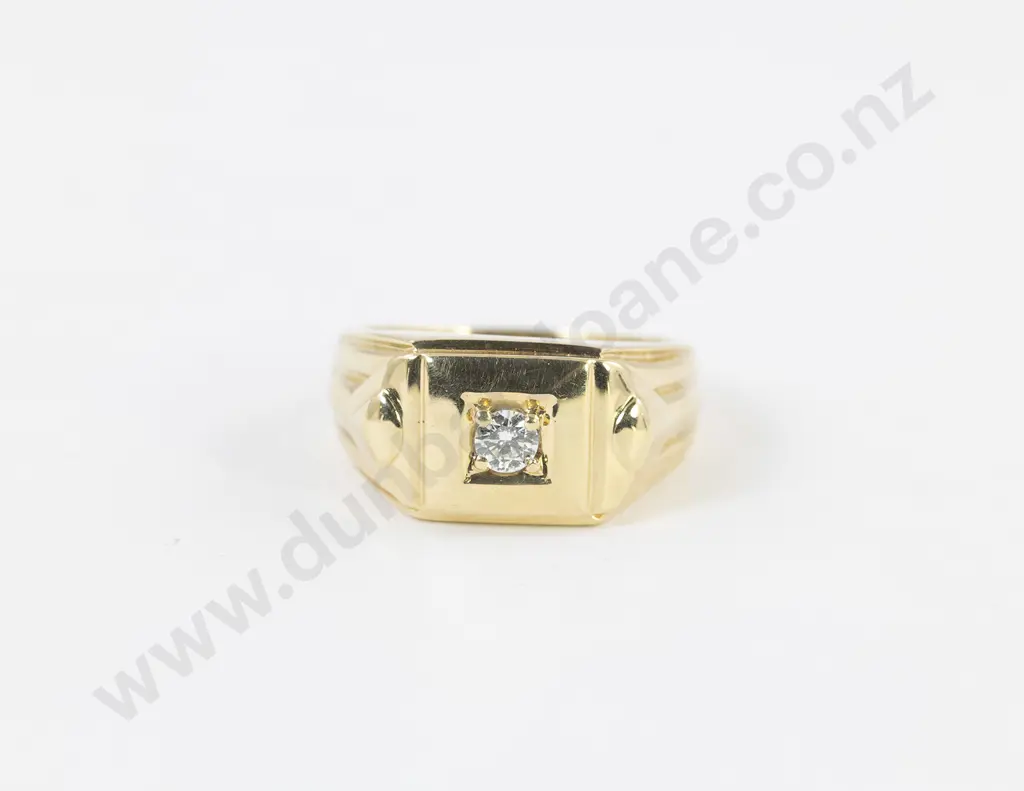 18ct Solitaire Diamond Gents Dress Ring Image 1++