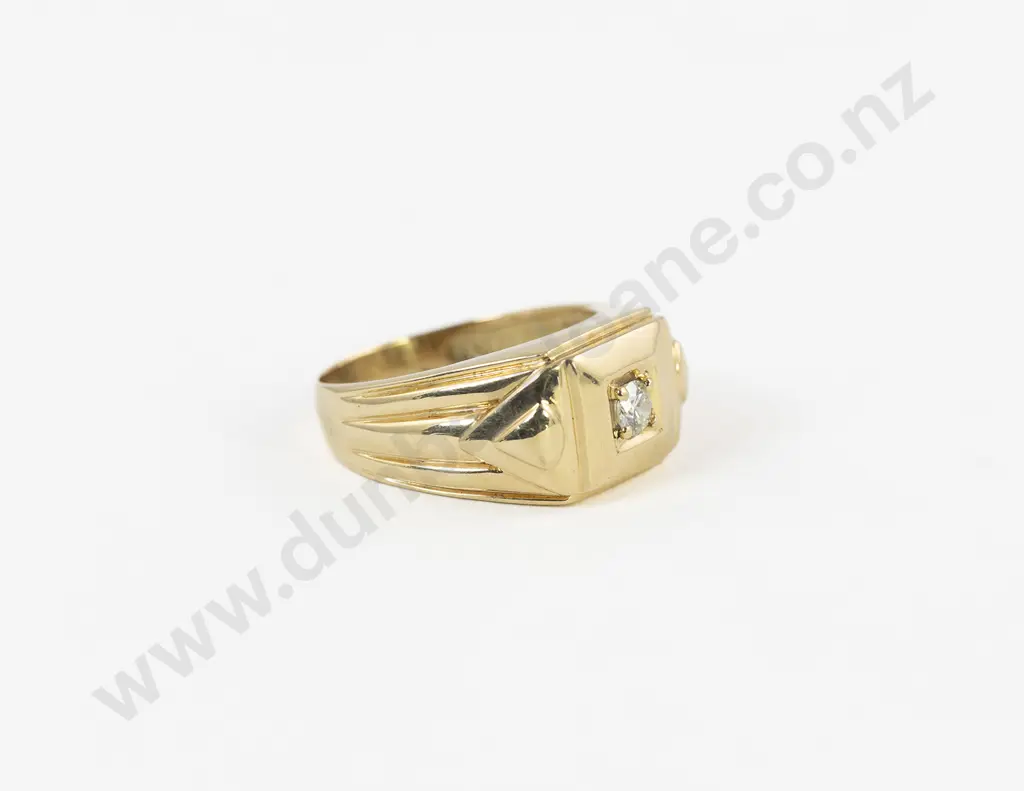 18ct Solitaire Diamond Gents Dress Ring Image 1++