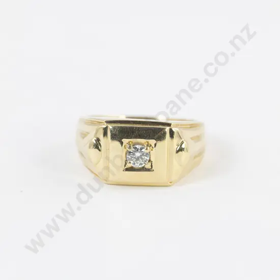 18ct Solitaire Diamond Gents Dress Ring