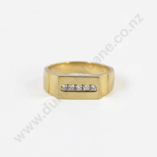 18ct Five Stone Diamond Gents Signet Ring