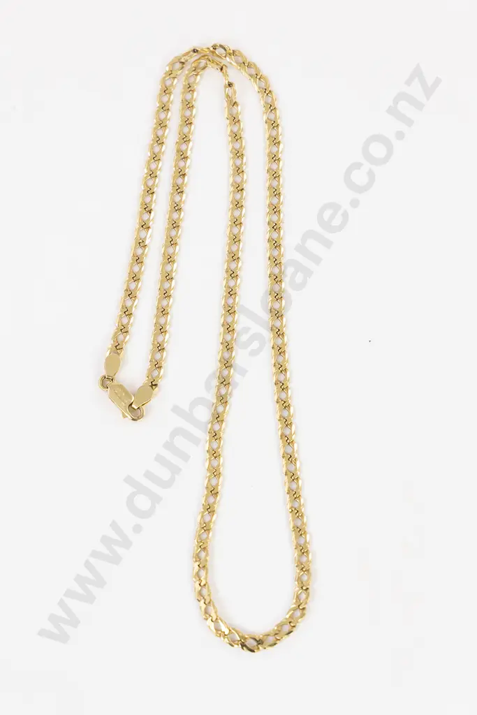 14ct Modern Flattened Curb Link Neck Chain Image 1++