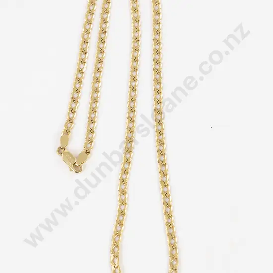 14ct Modern Flattened Curb Link Neck Chain
