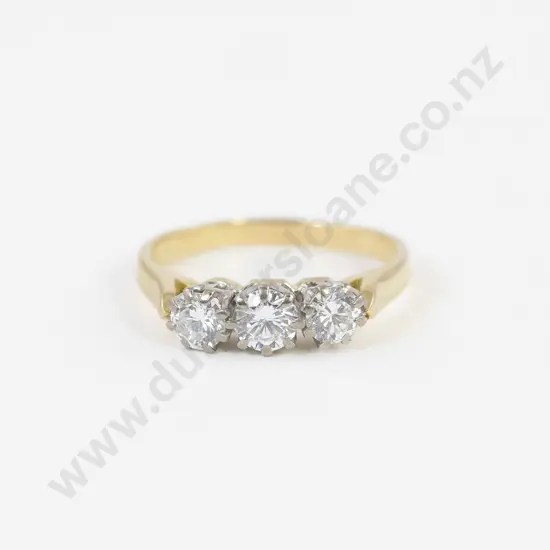 18ct Three Stone Diamond Bridge Ring