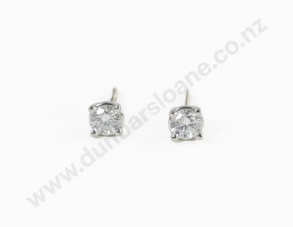 14ct White Gold and Diamond Stud Earrings Image 1++
