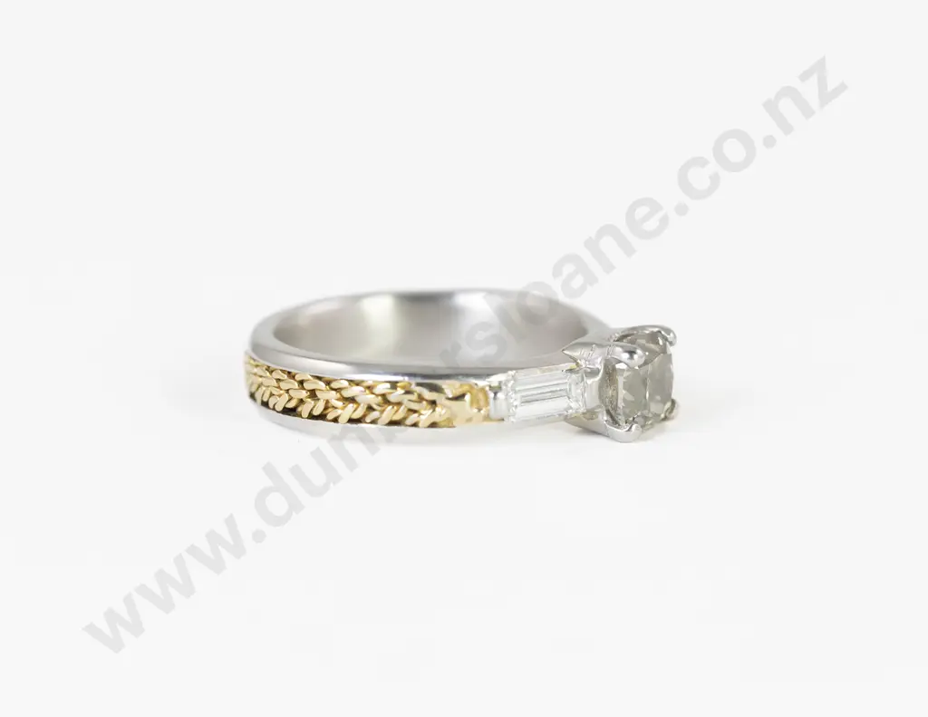 18ct and Platinum Fancy Solitaire Diamond Ring Image 1++