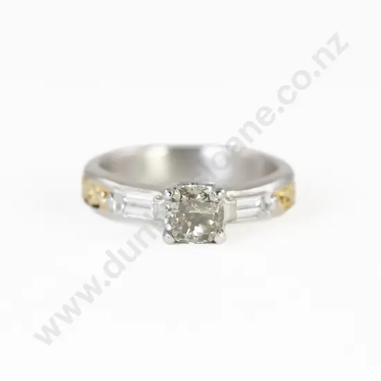 18ct and Platinum Fancy Solitaire Diamond Ring