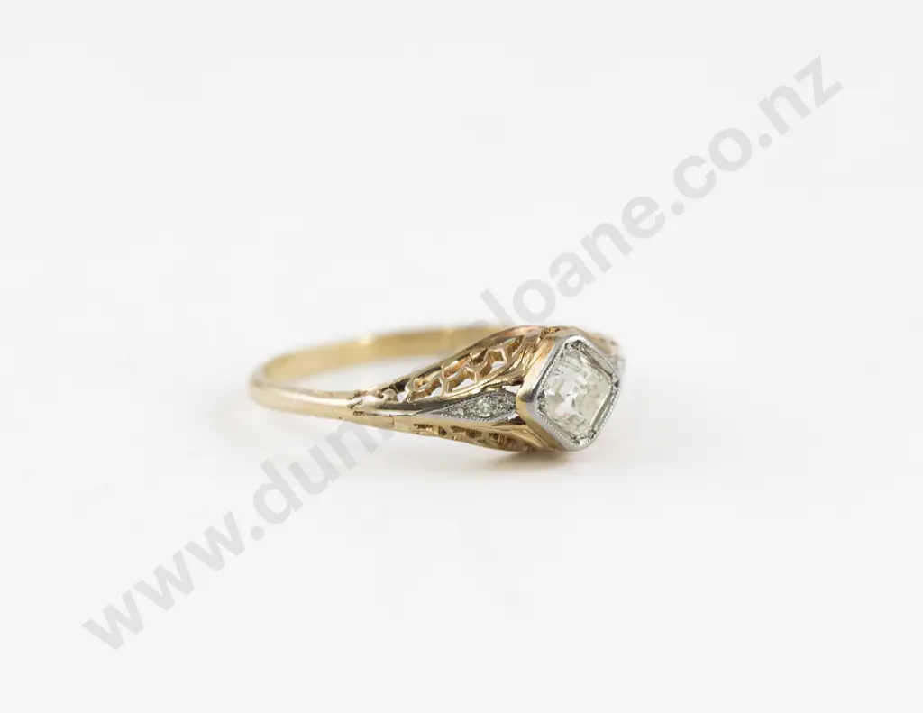 18ct and Platinum Solitaire Diamond Ring Image 1++