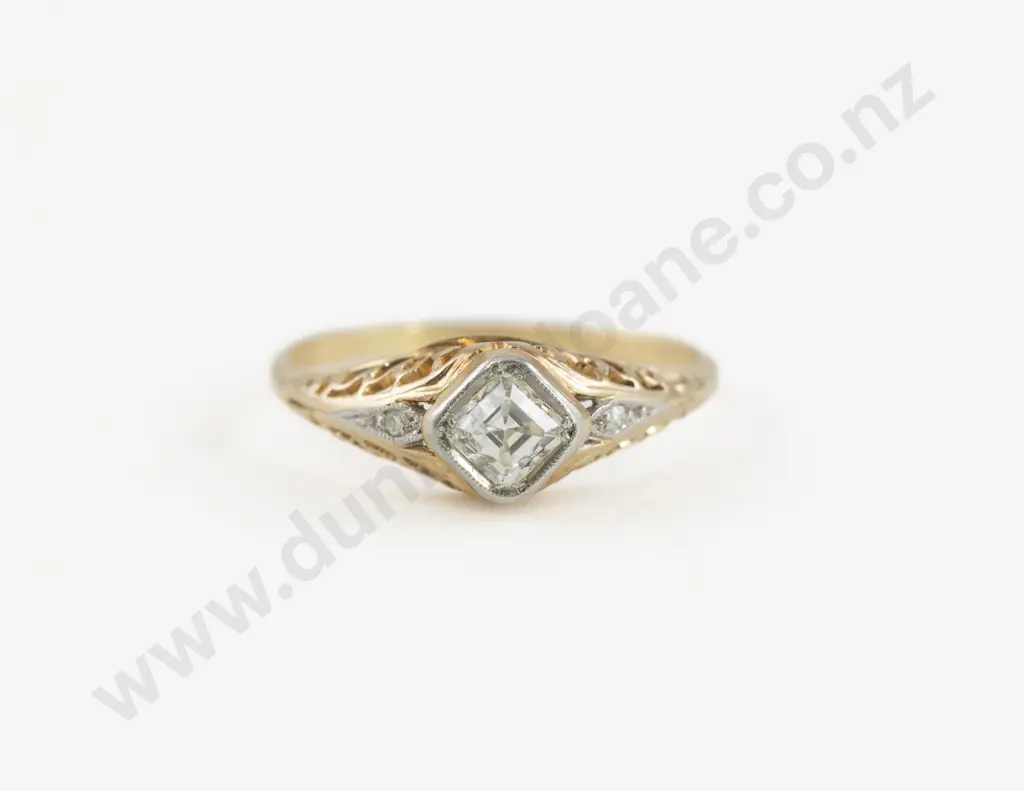 18ct and Platinum Solitaire Diamond Ring Image 1++