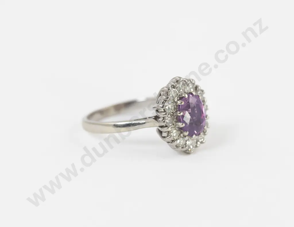 18ct 13stone White Gold  Pink Sapphire and Diamond Cluster Ring Image 1++