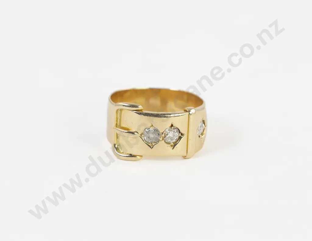 18ct Three Stone Diamond Buckle Band Ring Image 1++