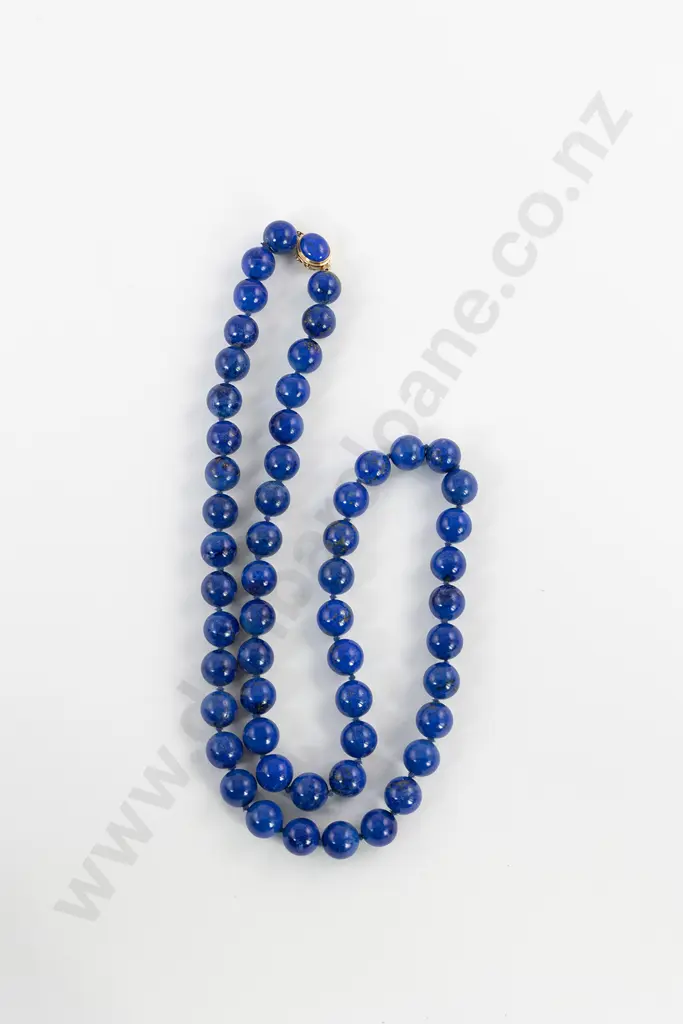 Single Strand Uniform Lapis Lazuli Bead Necklace Image 1++