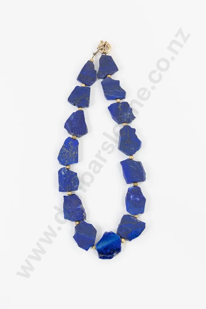 Single Strand Lapis Lazuli Polished Natural Necklace Image 1++
