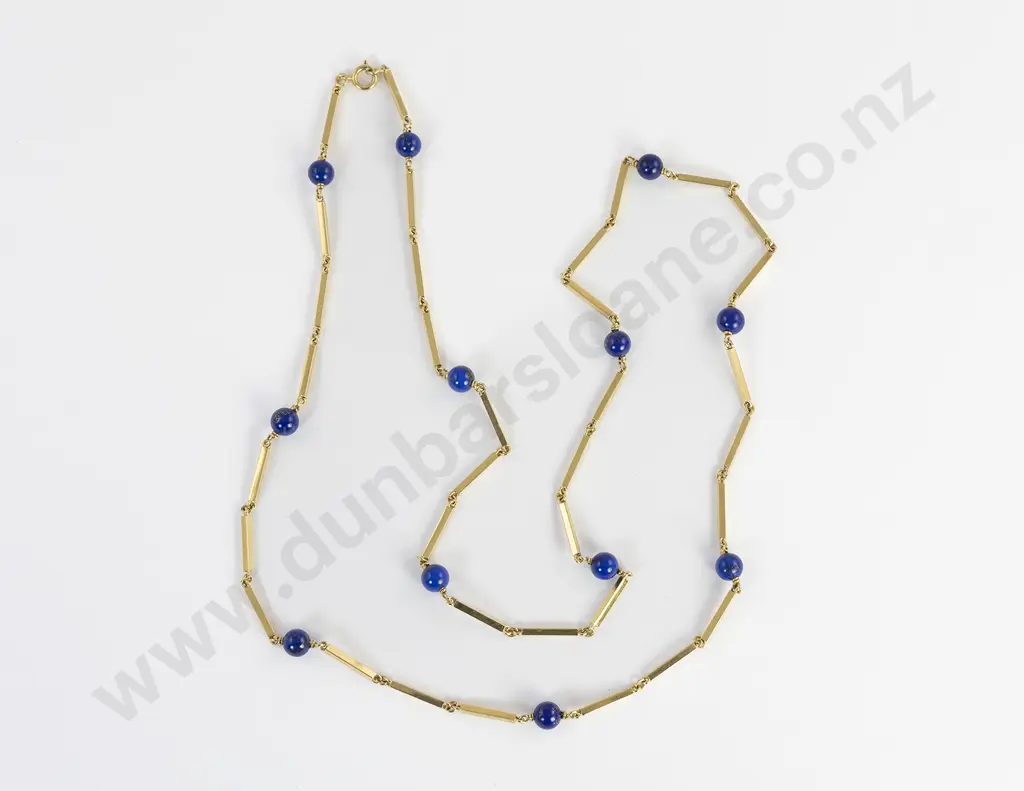 18ct Lapis Bead Neck Chain Image 1++