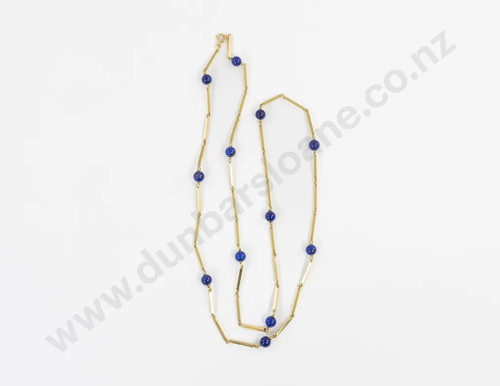 18ct Lapis Bead Neck Chain Image 1++